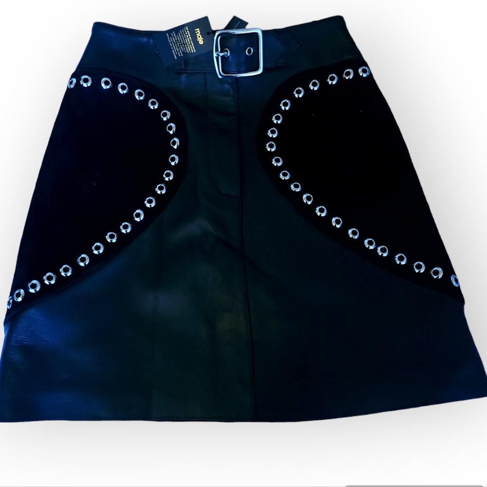 MAJE black leather skirt